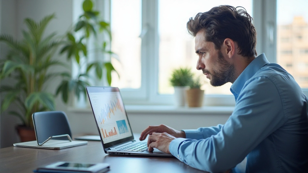 Человек анализирует финансовые данные на компьютере