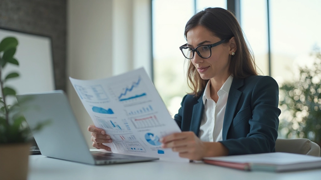 Профессиональное рабочее пространство с ноутбуком и финансовыми материалами