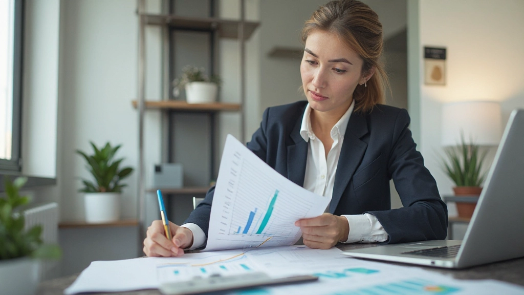 Интерьер современного офиса с финансовыми документами