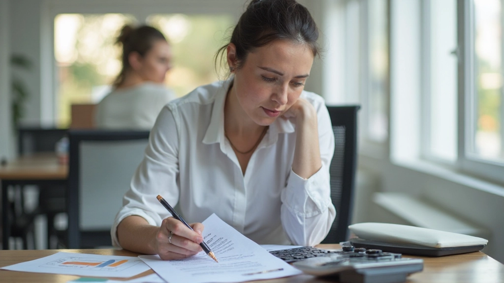 Профессиональный рабочий стол с документами о страховании и калькулятором