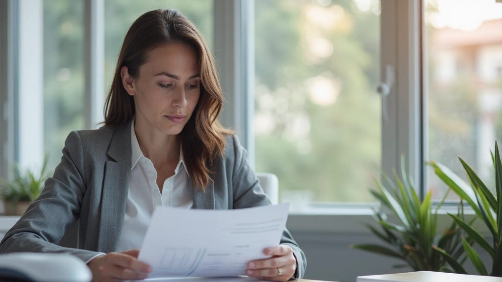Профессиональное фото женщины, работающей с финансовыми документами